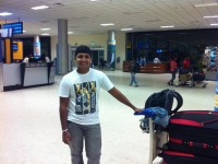 Dananjaya prepares for flight at Bandaranaike Airport in Colombo, Sri Lanka. PHOTO/THANUKA DANANJAYA