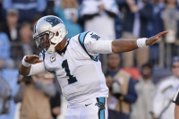 Carolina Panthers quarterback Cam Newton "dabbing" after scoring a touchdown. PHOTO Associated Press/ Mark Zaleski