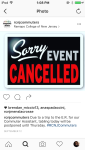 Commuter Affairs Instagram feed updating commuters on an event that was cancelled